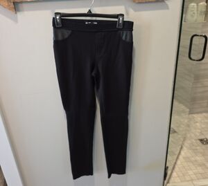 DKNY Black Leggings with Leather Details